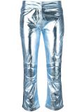 metallic three-quarter trousers