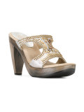 stud embellished block heel sandals