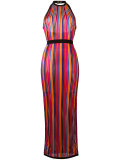 striped contrast trim dress