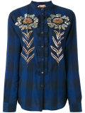 sequin-embellished plaid shirt