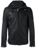 hooded leather jacket 