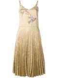 pleated embroidered dress
