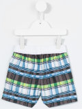 checked swim shorts