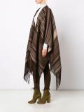 ethnic motif knit poncho