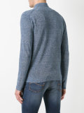 zip-up knitted sweater