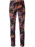 leaves print stretch jeans