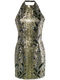 python-effect sequinned halterneck dress