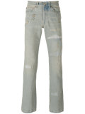 distressed straight cut jeans