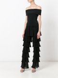 layered ruffled straight trousers