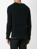 distressed zip cardigan 