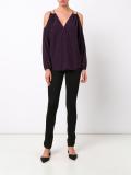 cold-shoulder V-neck blouse