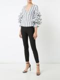 striped ruffled sleeves blouse