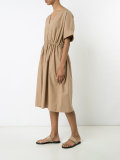 elasticated waistband V-neck dress