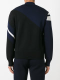 panelled intarsia bomber jacket