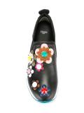 flower appliqué slip-on sneakers
