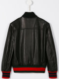 contrast stripe leather jacket 
