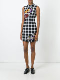 floral insert check mini-dress