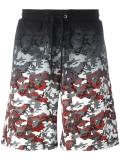camouflage print track shorts