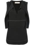 sleeveless contrast stitch blouse