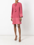 bow neck shift dress
