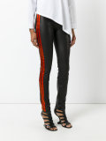 striped leather leggings