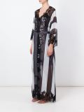 蕾丝缝饰条纹连衣裙式晚礼服
