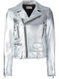 metallic biker jacket