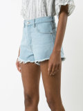 raw hem denim shorts