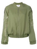 floral sequin sleeve bomber jacket
