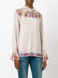 ruffled trim printed shirt