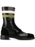 striped lace-up boots