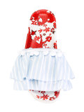 ruffled striped flip flops