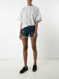 zipped denim shorts