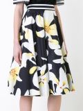 Magnolia print a-line skirt