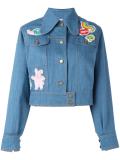 beaded patch denim jacket