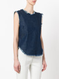 sleeveless frayed denim top