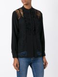 ruffle trim lace panel blouse