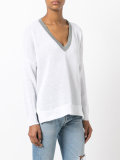 contrast V-neck jumper