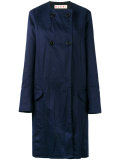 collarless buttoned coat