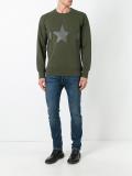 star patch ribbed trim sweatshirt