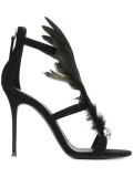 feather embellished sandals 