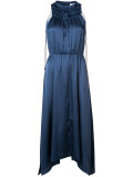 pleated tie accent dress