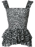 pleated trim leopard print top