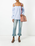 off-shoulder cuffed blouse