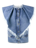 sleeveless frayed denim jacket 