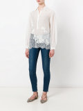 floral overlay mesh blouse
