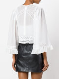 blouse with lace detail and frill cuffed sleeves