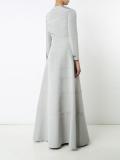 faille floral appliqué gown