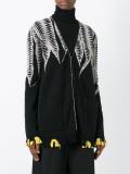 intarsia frayed contrast hem cardigan