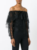 lace off-shoulder bow blouse